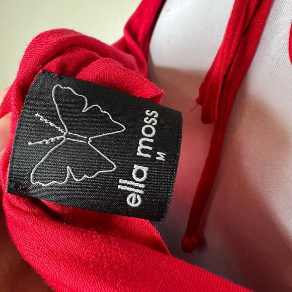 Ella Moss Top MEDIUM Womens Red Burgundy Striped Open Back Jersey Knit Casual - Picture 4 of 6